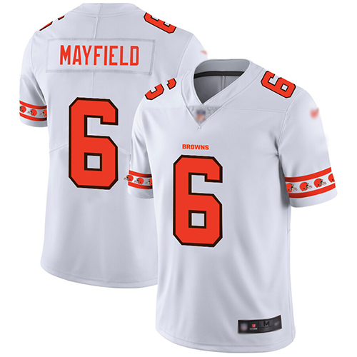 Cleveland Browns Baker Mayfield Men White Limited Jersey 6 NFL Football Team Logo Fashion